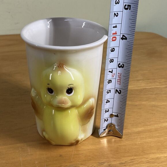 Vintage Anthropomorphic Kitschy 3-D Yellow Duck Duckling Vase Planter Cup - Picture 7 of 8